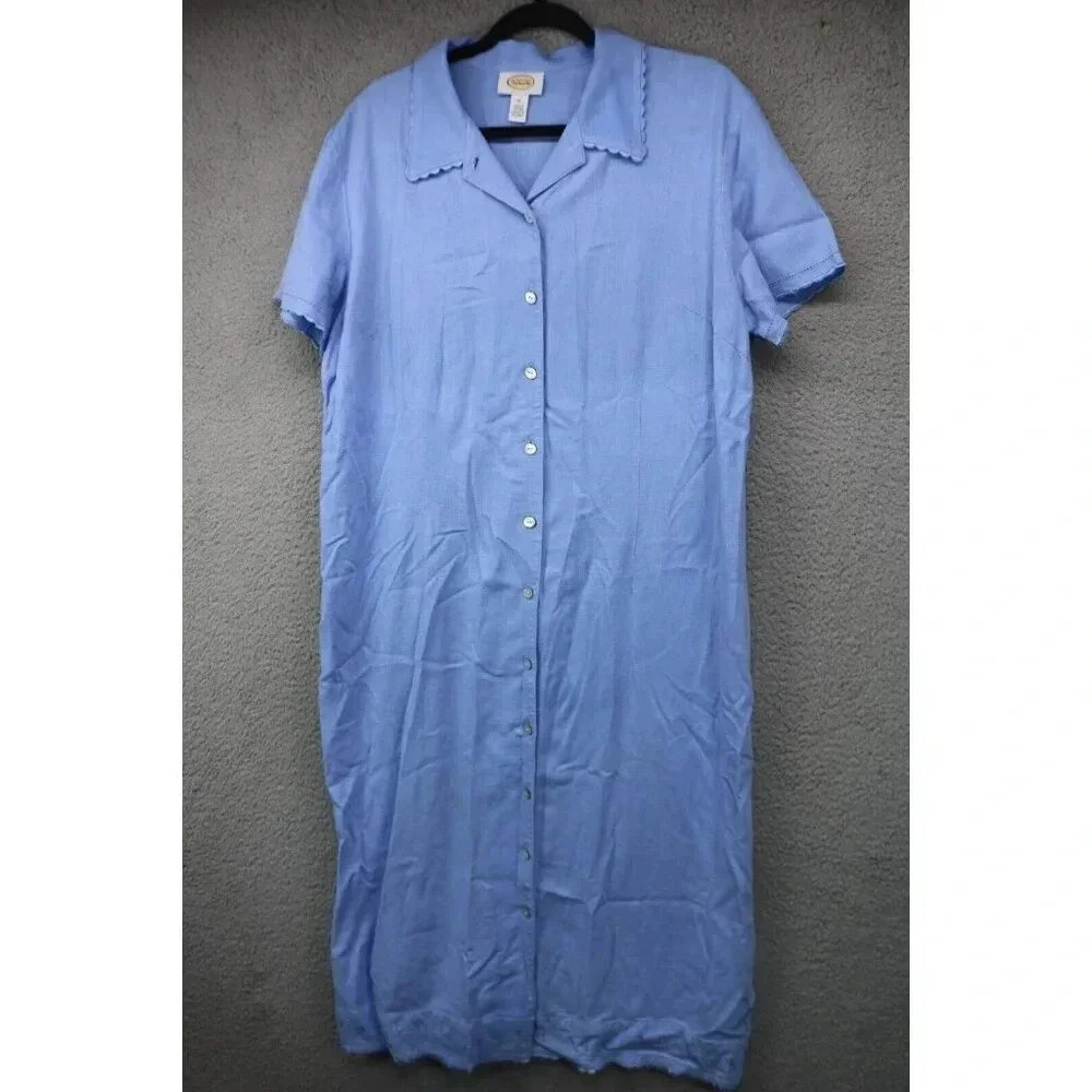 Talbots Linen Blend Midi Button Down Dress-Size 16